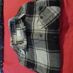 Wonder Nation Black and Green Plaid Button Down Shirt